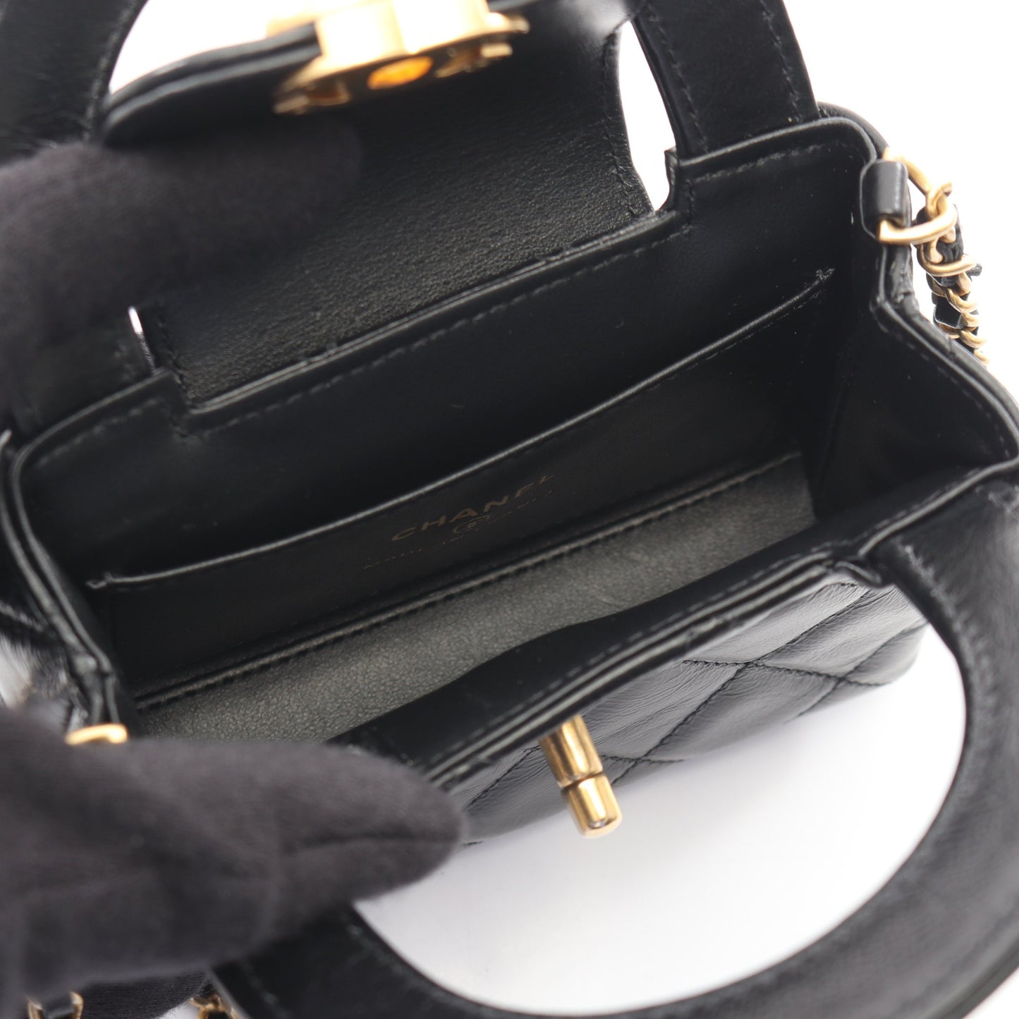 マトラッセ 2WAY チェーンショルダーバッグ レザー ブラック ゴールド金具 シャネル