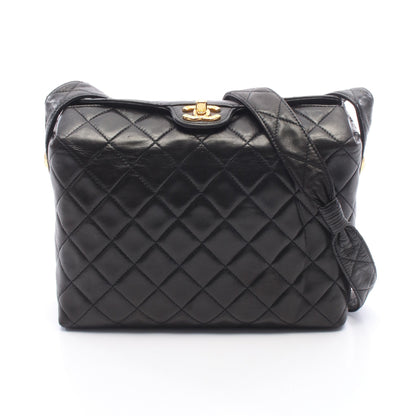マトラッセ ショルダーバッグ ラムスキン ブラック ゴールド金具 シャネル