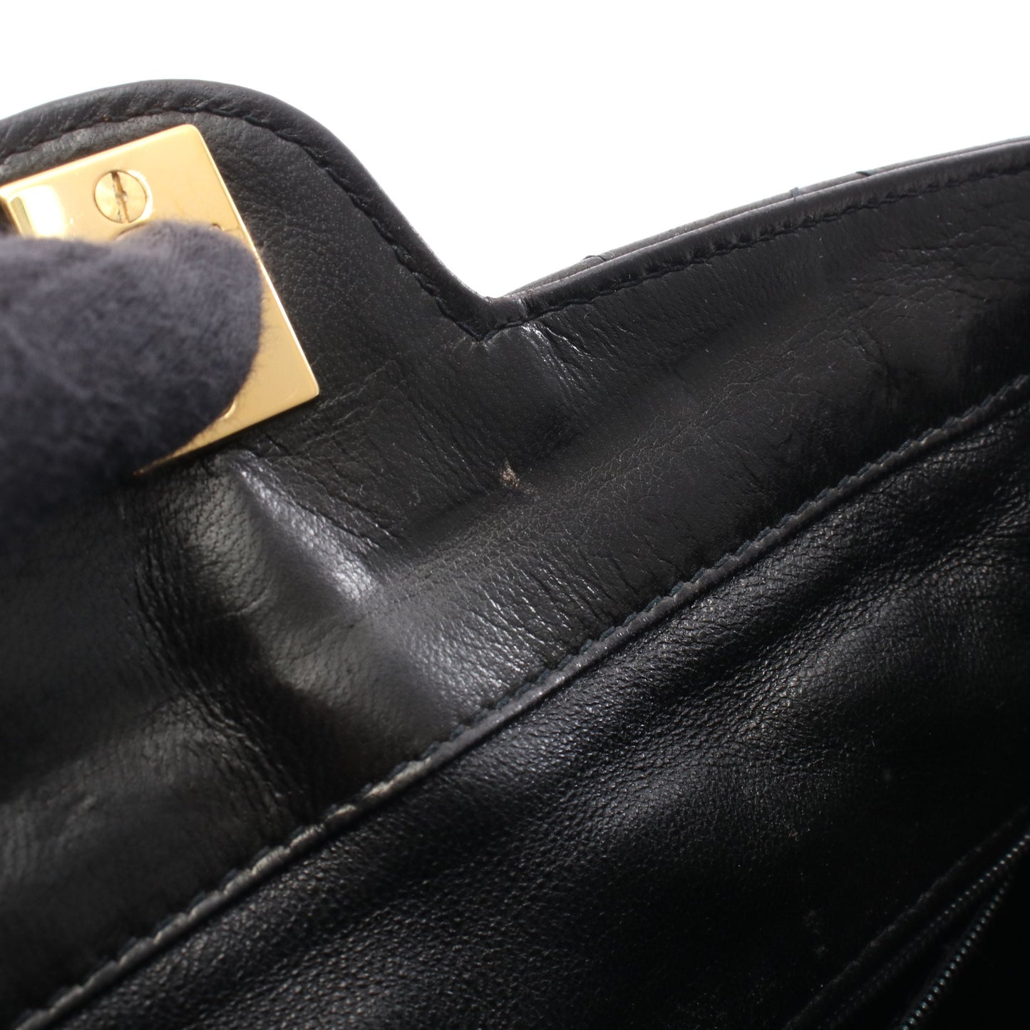 マトラッセ ショルダーバッグ ラムスキン ブラック ゴールド金具 シャネル