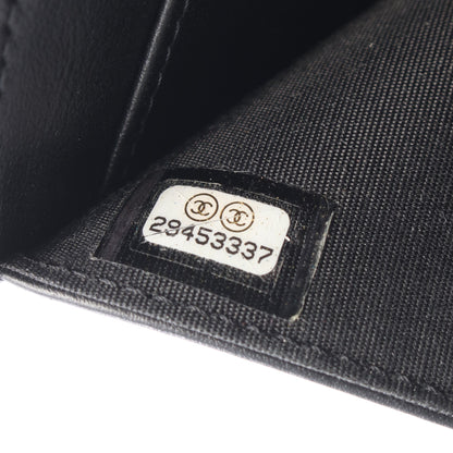 カメリア 三つ折り財布 レザー ブラック ゴールド金具 シャネル
