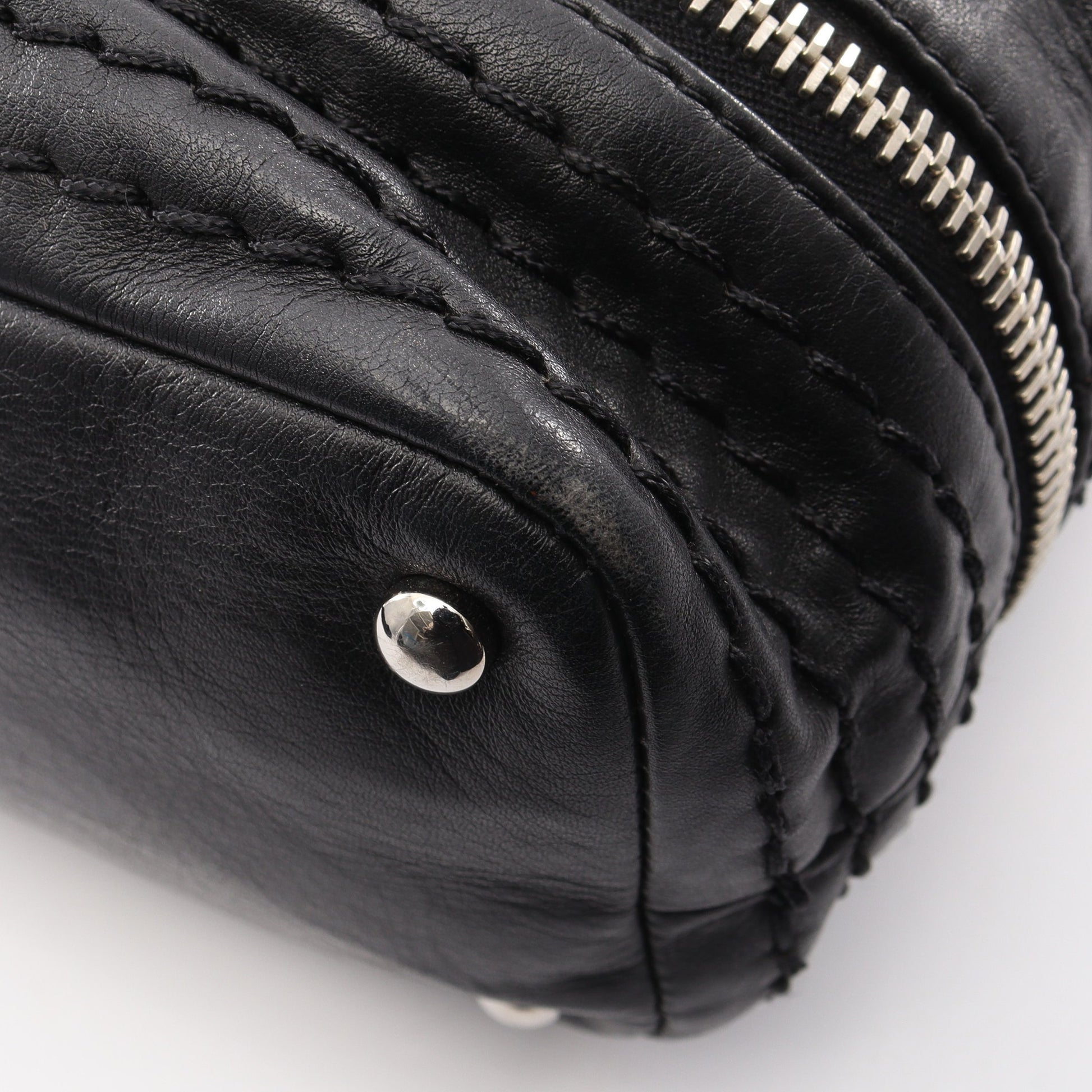 ワイルドステッチ チェーンショルダーバッグ カーフレザー ブラック シルバー金具 シャネル バッグ CHANEL
