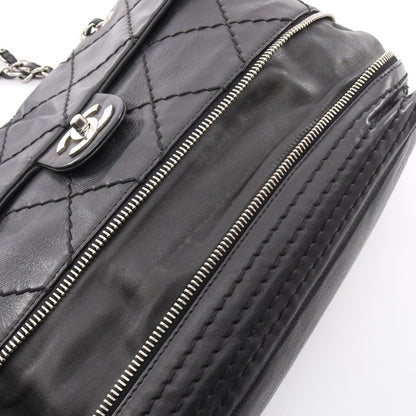 ワイルドステッチ チェーンショルダーバッグ カーフレザー ブラック シルバー金具 シャネル バッグ CHANEL
