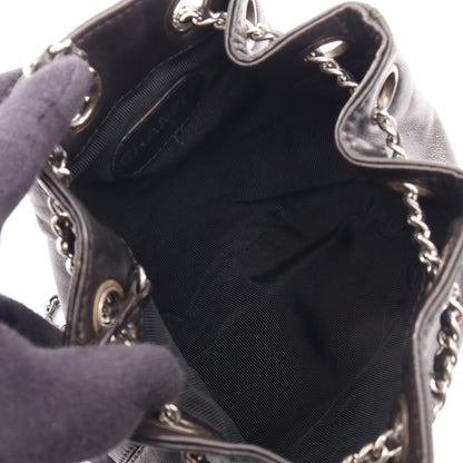 ココマーク スモール巾着 バックパック リュックサック ラムスキン ブラック シルバー金具 シャネル バッグ CHANEL