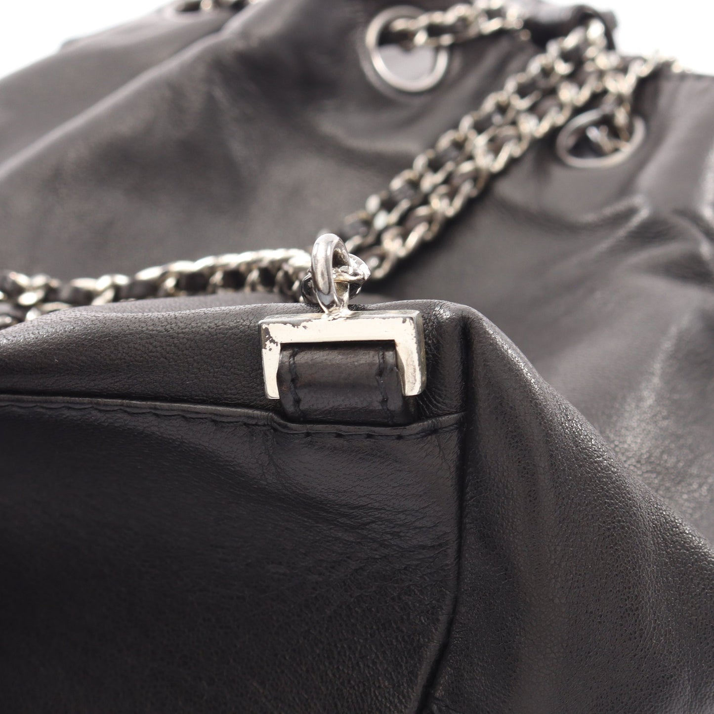 ココマーク スモール巾着 バックパック リュックサック ラムスキン ブラック シルバー金具 シャネル バッグ CHANEL