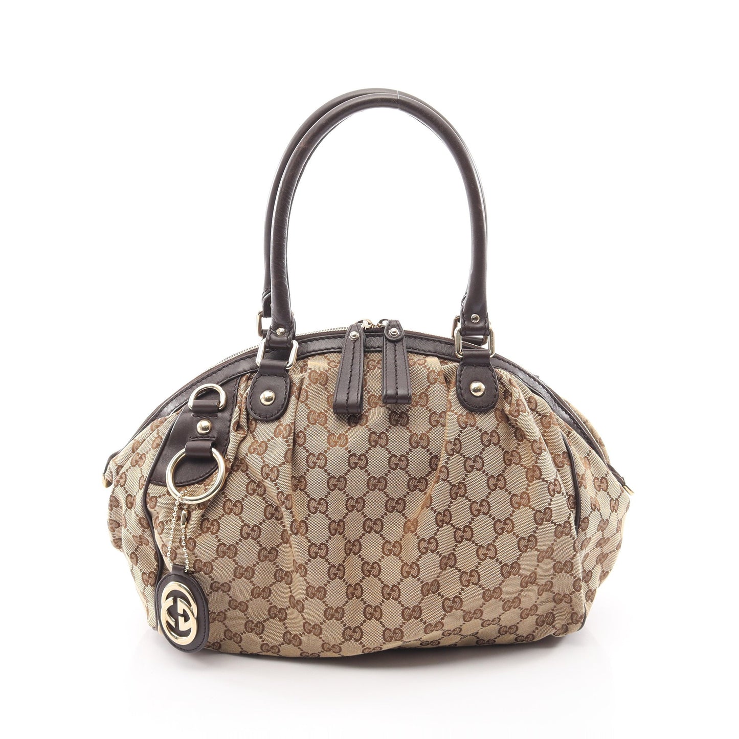 スーキー GGキャンバス ハンドバッグ キャンバス レザー ベージュ ブラウン グッチ バッグ GUCCI