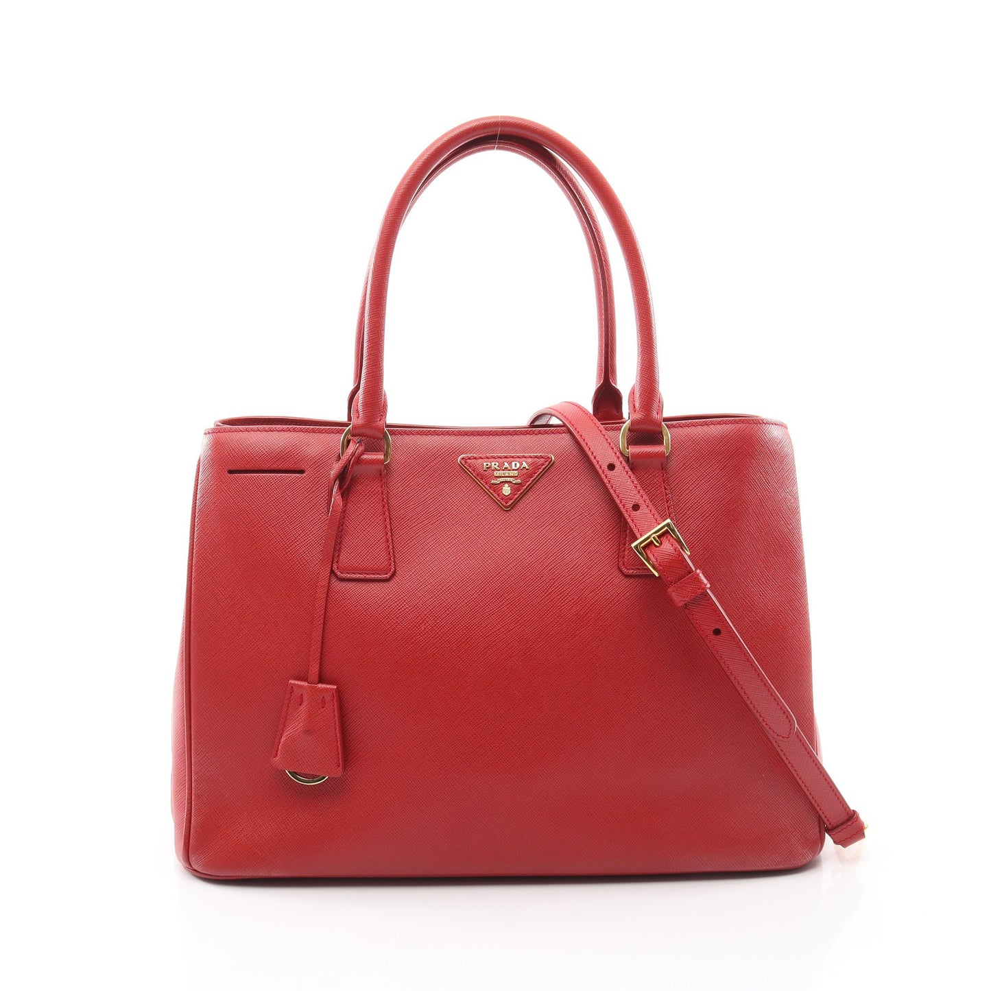 SAFFIANO LUX ガレリア 2WAY ハンドバッグ サフィアーノレザー レッド プラダ