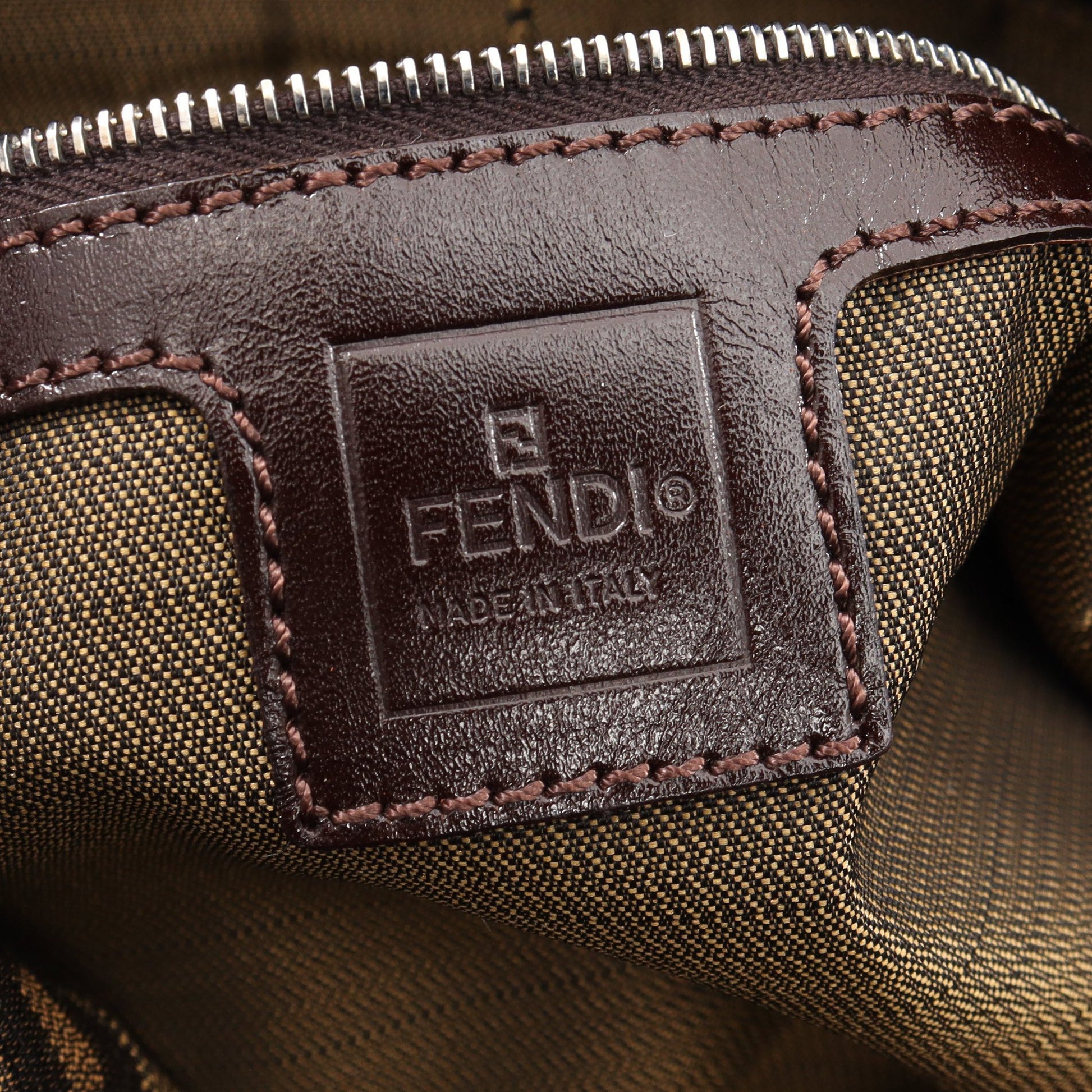 マンマバケット ズッカ ワンショルダーバッグ キャンバス レザー ベージュ ブラック ダークブラウン フェンディ バッグ FENDI