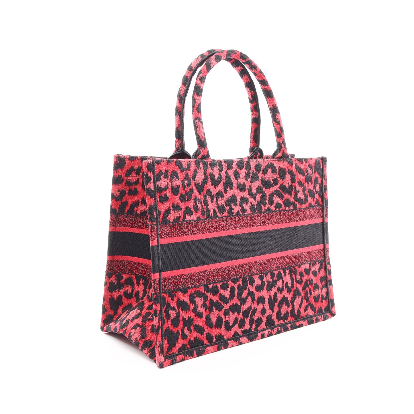 BOOK TOTE ブックトート ミディアム レオパード ハンドバッグ トートバッグ キャンバス レッド ブラック クリスチャンディオール