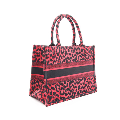 BOOK TOTE ブックトート ミディアム レオパード ハンドバッグ トートバッグ キャンバス レッド ブラック クリスチャンディオール