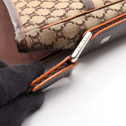 マカダム ショルダーバッグ キャンバス レザー ベージュ ダークブラウン セリーヌ