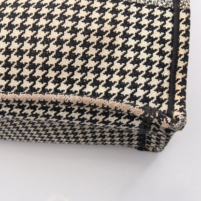 BOOK TOTE ブックトート ミディアム 千鳥格子 ハンドバッグ トートバッグ キャンバス オフホワイト ブラック クリスチャンディオール