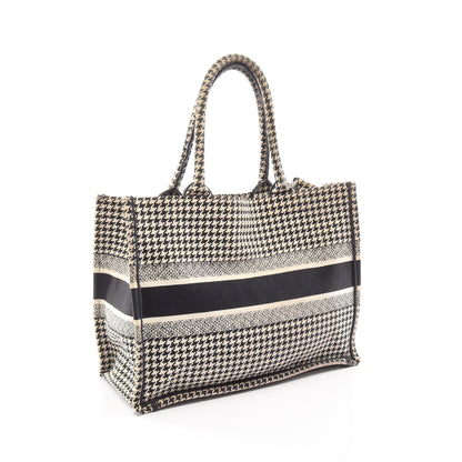 BOOK TOTE ブックトート ミディアム 千鳥格子 ハンドバッグ トートバッグ キャンバス オフホワイト ブラック クリスチャンディオール
