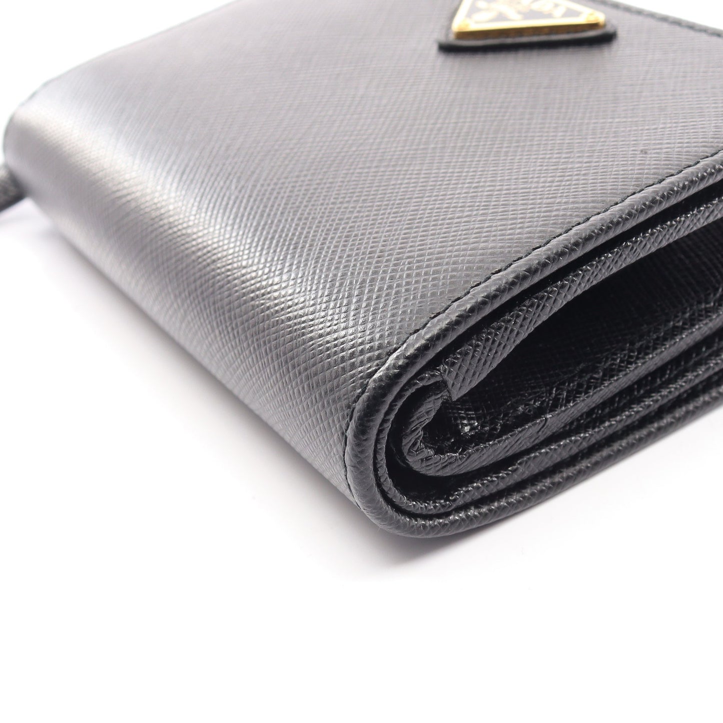 SAFFIANO TRIANG 二つ折り財布 サフィアーノレザー ブラック プラダ