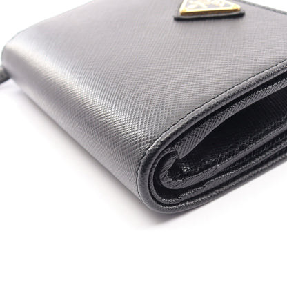 SAFFIANO TRIANG 二つ折り財布 サフィアーノレザー ブラック プラダ