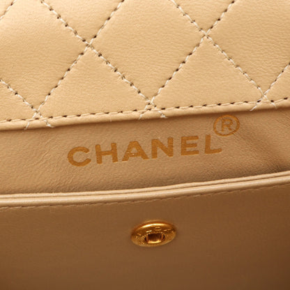 マトラッセ チェーンショルダーバッグ ラムスキン ベージュ ゴールド金具 シャネル バッグ CHANEL