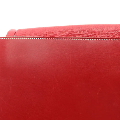 ルーシーMM ルージュヴィフ ハンドバッグ ボックスカーフ シェーブル レッド ゴールド金具 □B刻印 エルメス