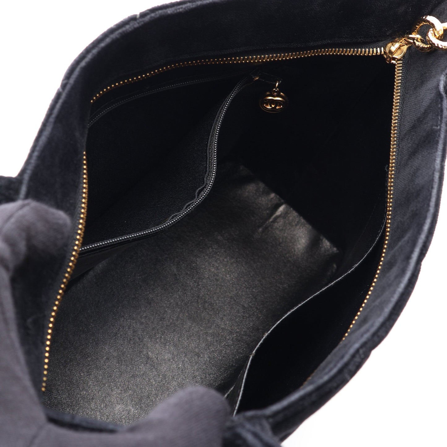 復刻トート ハンドバッグ トートバッグ ベロア ブラック ゴールド金具 シャネル