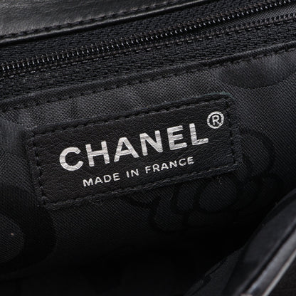 マドモアゼル Wチェーンショルダーバッグ ラムスキン ブラック シルバー金具 シャネル