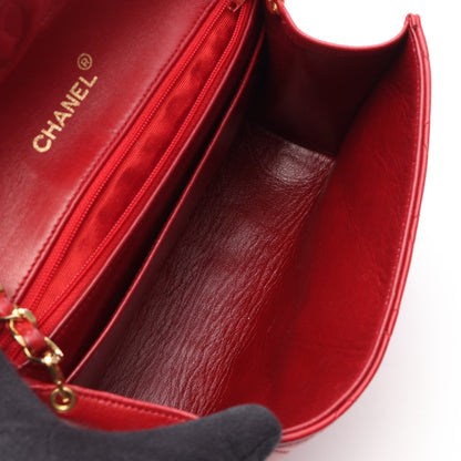 マトラッセ デカココマーク チェーンショルダーバッグ ラムスキン レッド ゴールド金具 シャネル