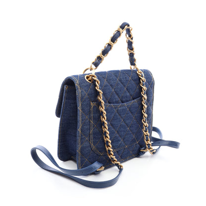 マトラッセ チェーン バックパック リュックサック デニム ブルー ゴールド金具 シャネル バッグ CHANEL