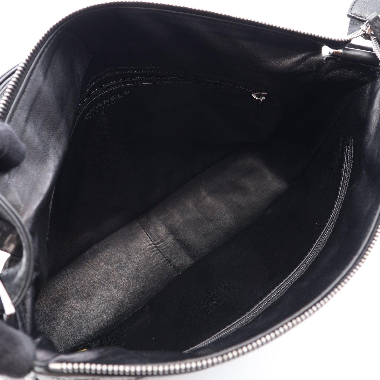 ワイルドステッチ デカココマーク ワンショルダーバッグ レザー ブラック シルバー金具 シャネル