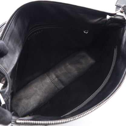 ワイルドステッチ デカココマーク ワンショルダーバッグ レザー ブラック シルバー金具 シャネル