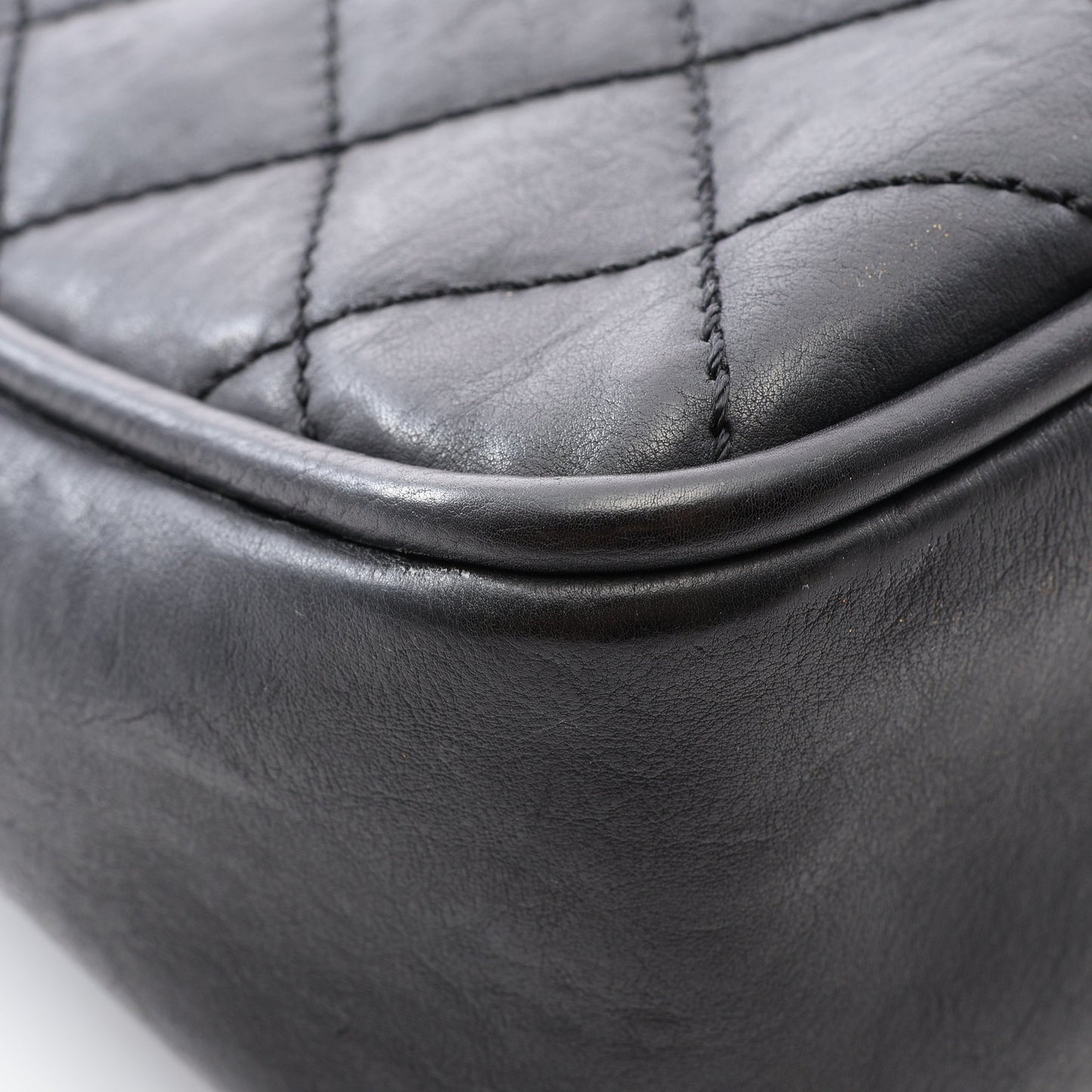 ワイルドステッチ デカココマーク ワンショルダーバッグ レザー ブラック シルバー金具 シャネル