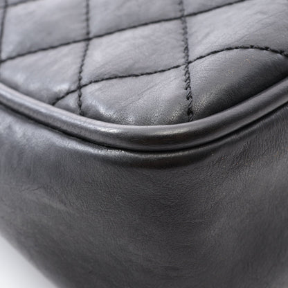 ワイルドステッチ デカココマーク ワンショルダーバッグ レザー ブラック シルバー金具 シャネル
