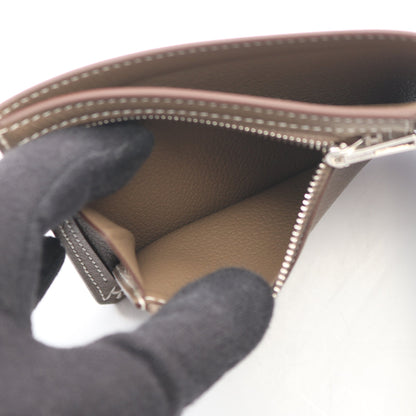 Hセリエ コンパクト カラーフィル エトゥープ 二つ折り財布 エヴァーカラー グレーブラウン シルバー金具 K刻印 エルメス 財布・小物 HERMES
