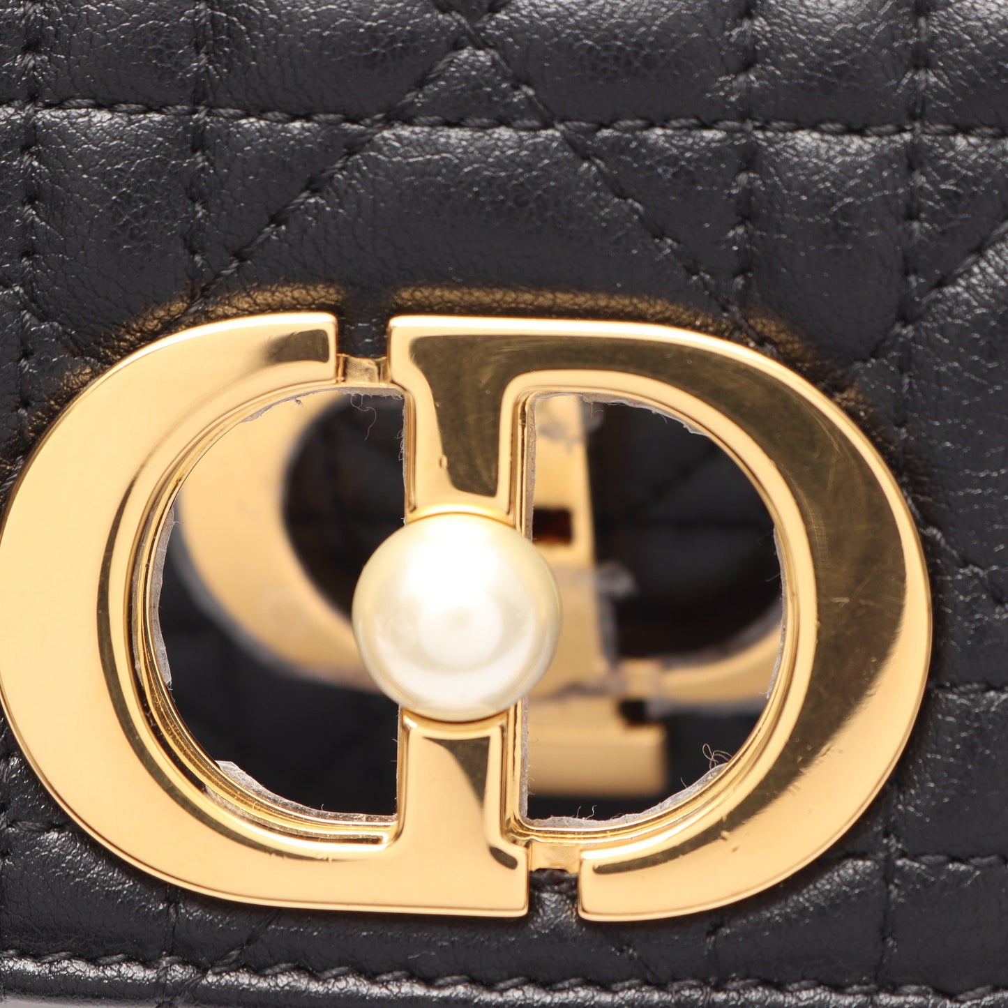 Dior Jolie トップハンドルバッグ ミニ カナージュ 2WAY ハンドバッグ レザー ブラック クリスチャンディオール