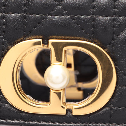 Dior Jolie トップハンドルバッグ ミニ カナージュ 2WAY ハンドバッグ レザー ブラック クリスチャンディオール