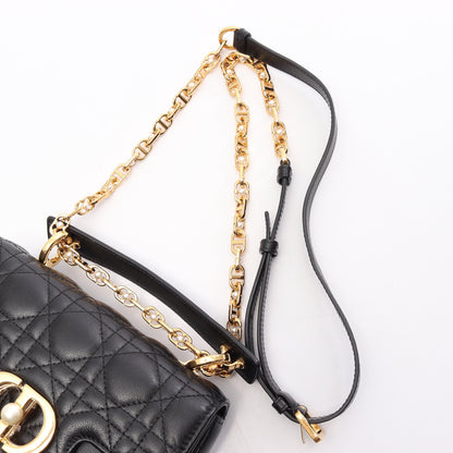 Dior Jolie トップハンドルバッグ ミニ カナージュ 2WAY ハンドバッグ レザー ブラック クリスチャンディオール