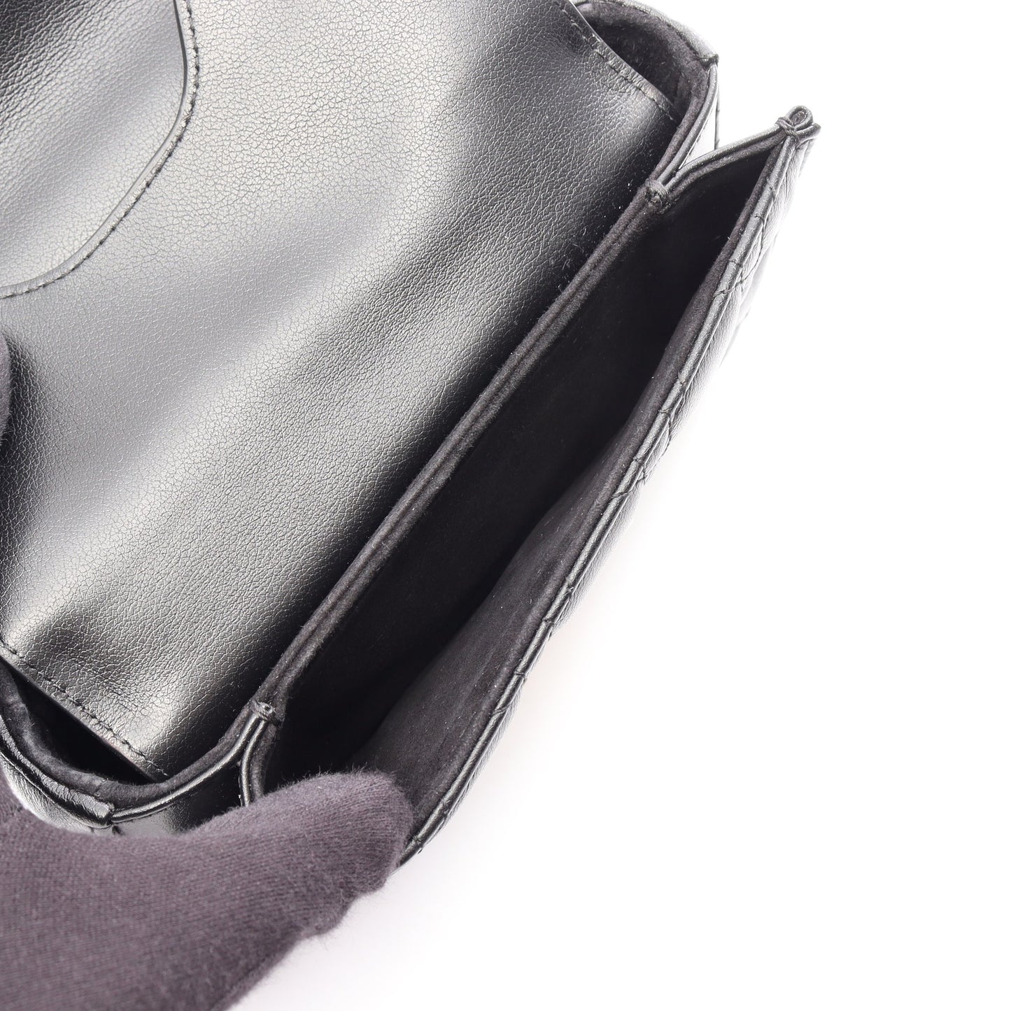 Dior Jolie トップハンドルバッグ ミニ カナージュ 2WAY ハンドバッグ レザー ブラック クリスチャンディオール