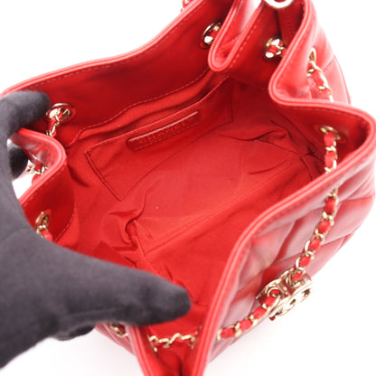 マトラッセ チェーンショルダーバッグ ラムスキン レッド ゴールド金具 シャネル