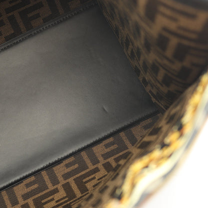 FENDI × VERSACE FENDACE フェンダーチェ SUNSHINE MEDIUM サンシャイン ミディアム 2WAY ハンドバッグ トートバッグ レザー ブラック イエロー ゴールド フェンディ