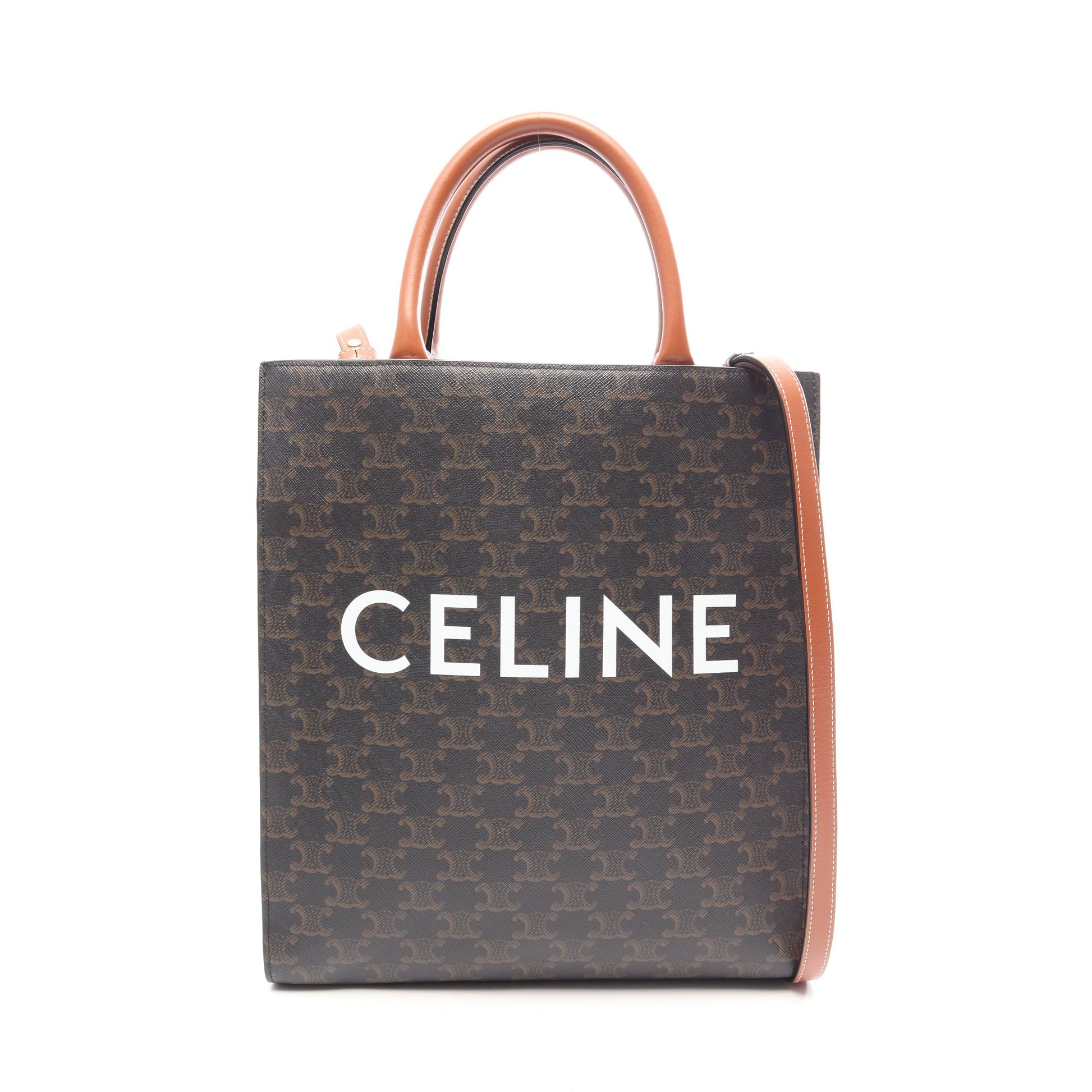 スモール バーティカル カバ トリオンフ 2WAY ハンドバッグ トートバッグ PVC レザー ブラック ブラウン セリーヌ バッグ CELINE