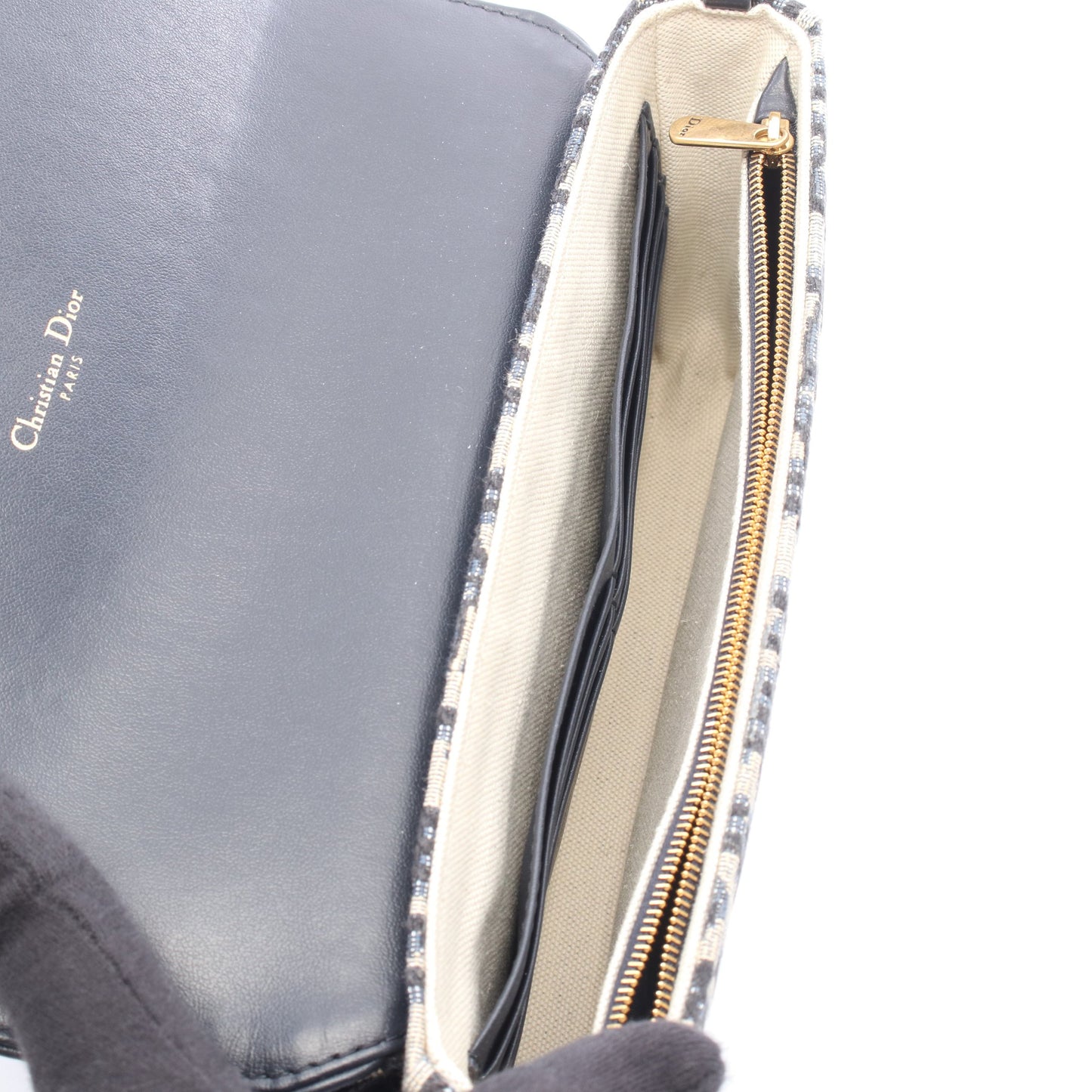 SADDLE チェーンポーチ ミディアム オブリーク ジャカード チェーンウォレット キャンバス レザー ネイビー ベージュ クリスチャンディオール