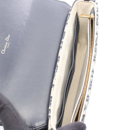 SADDLE チェーンポーチ ミディアム オブリーク ジャカード チェーンウォレット キャンバス レザー ネイビー ベージュ クリスチャンディオール
