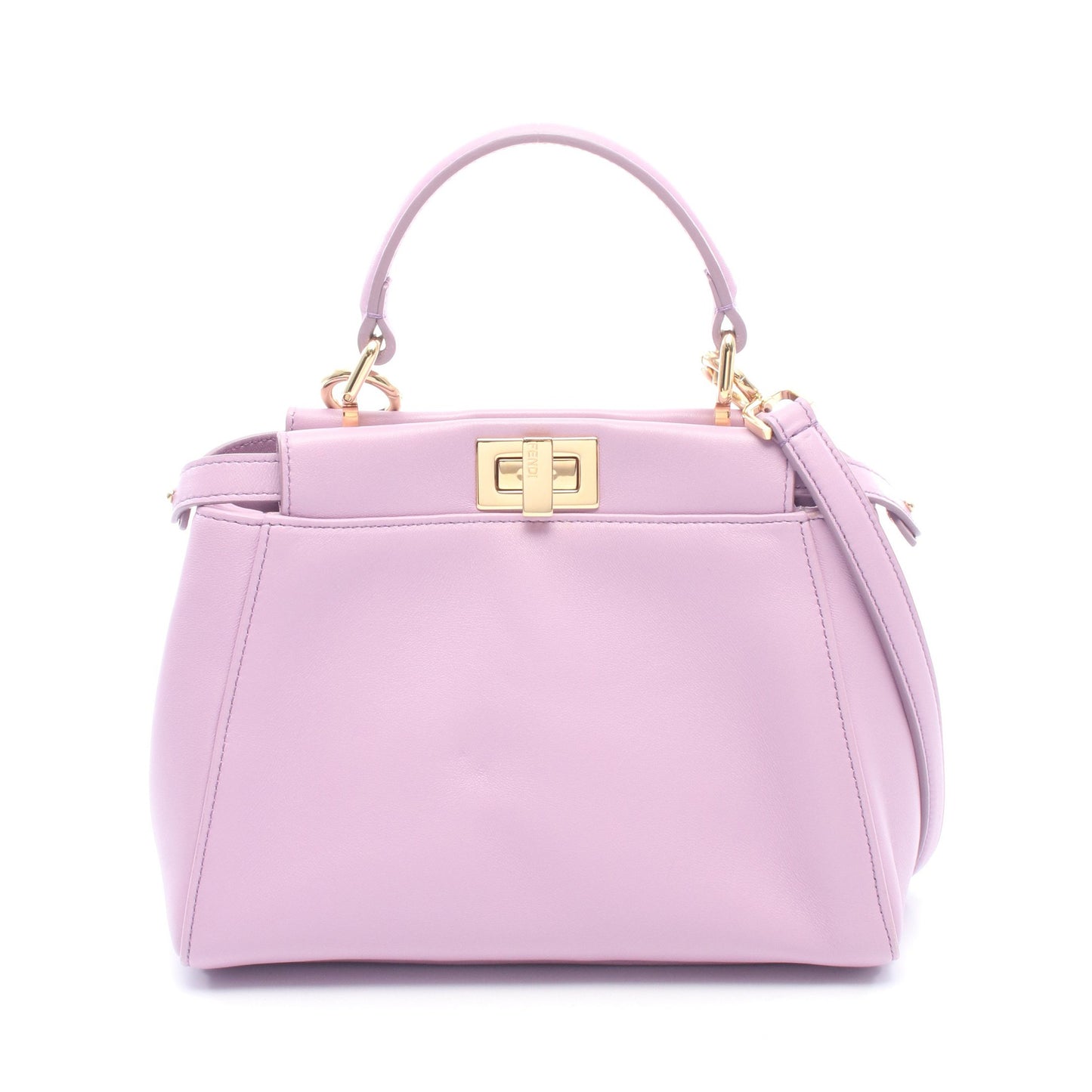 ミニピーカブー 2WAY ハンドバッグ レザー ライトパープル フェンディ