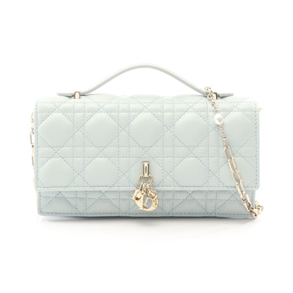My Dior ミニバッグ カナージュ 2WAY ハンドバッグ レザー ライトブルー クリスチャンディオール