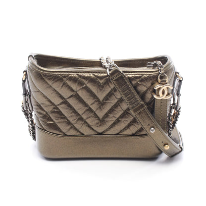 ガブリエル ドゥ シャネル スモール ホーボー メタリック チェーンショルダーバッグ レザー カーキグリーン コンビ金具 シャネル