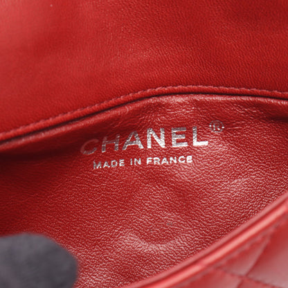 マトラッセ スモール チェーンショルダー チェーンショルダーバッグ ラムスキン レッド シルバー金具 シャネル