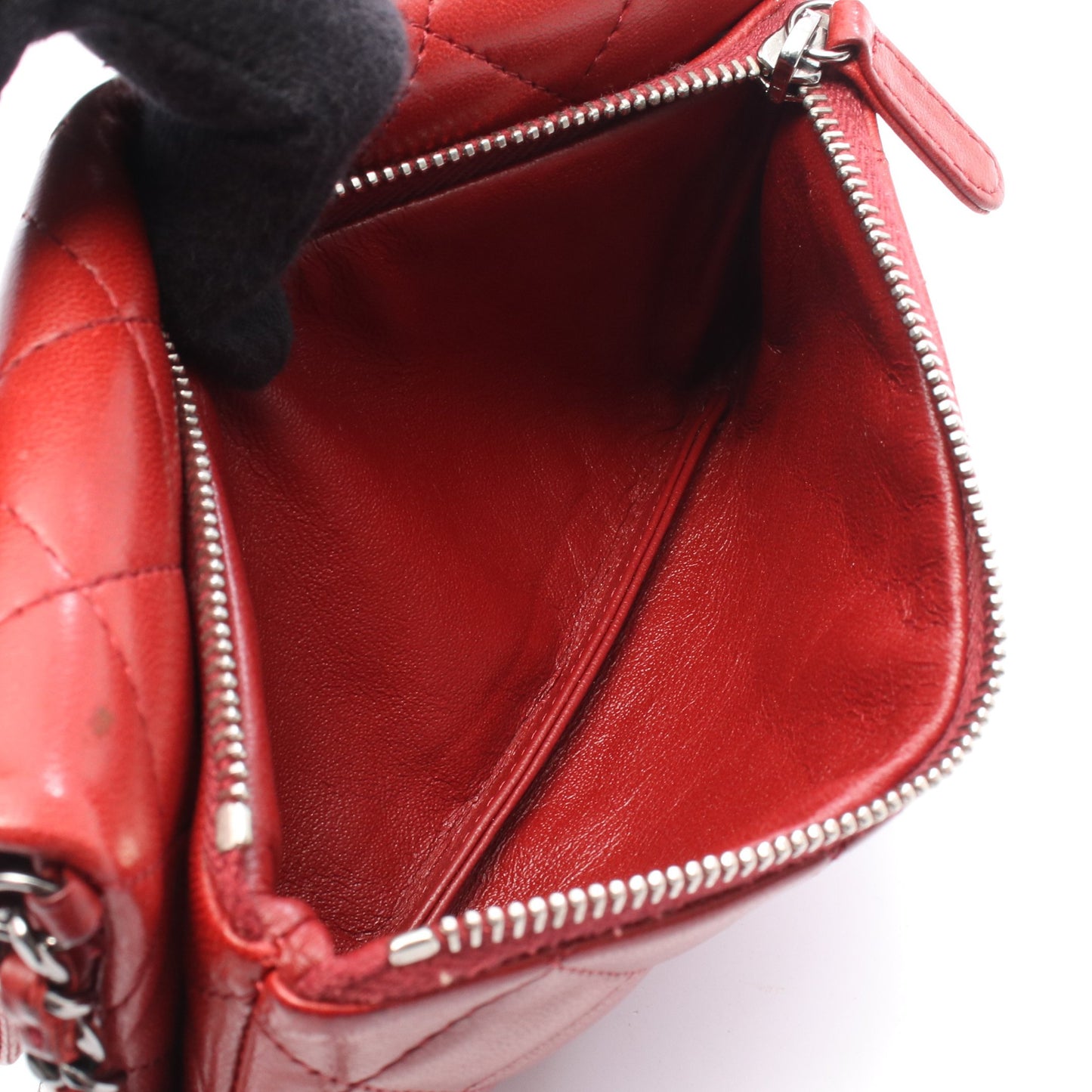 マトラッセ スモール チェーンショルダー チェーンショルダーバッグ ラムスキン レッド シルバー金具 シャネル