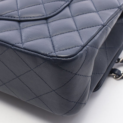 マトラッセ Wフラップ Wチェーンショルダーバッグ ラムスキン ネイビー シルバー金具 シャネル バッグ CHANEL