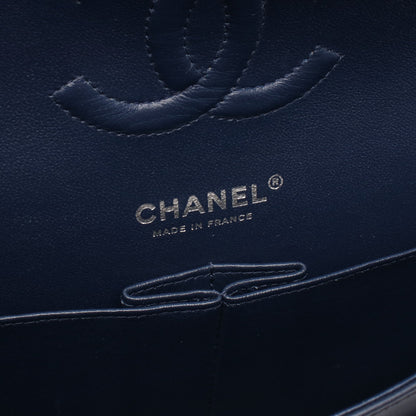 マトラッセ Wフラップ Wチェーンショルダーバッグ ラムスキン ネイビー シルバー金具 シャネル バッグ CHANEL