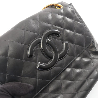 マトラッセ チェーンショルダーバッグ ラムスキン ブラック ゴールド金具 シャネル