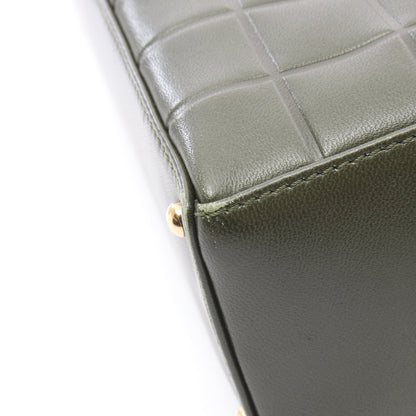 チョコバー ワンショルダーバッグ ラムスキン ダークグリーン ゴールド金具 シャネル
