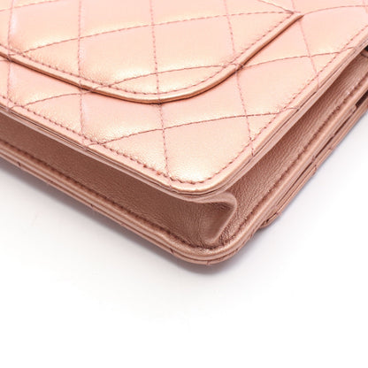 マトラッセ メタリック チェーンウォレット レザー ピンクゴールド ゴールド金具 シャネル