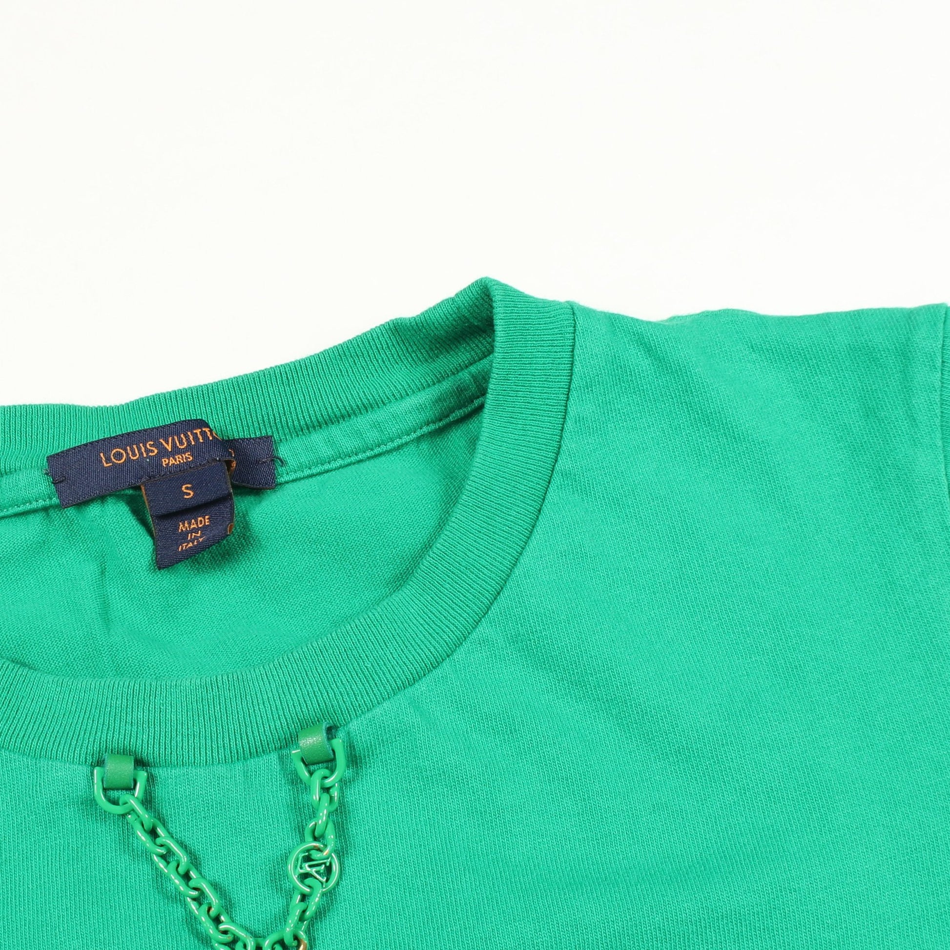 チェーン付き 半袖Tシャツ コットン グリーン ルイヴィトン トップス LOUIS VUITTON