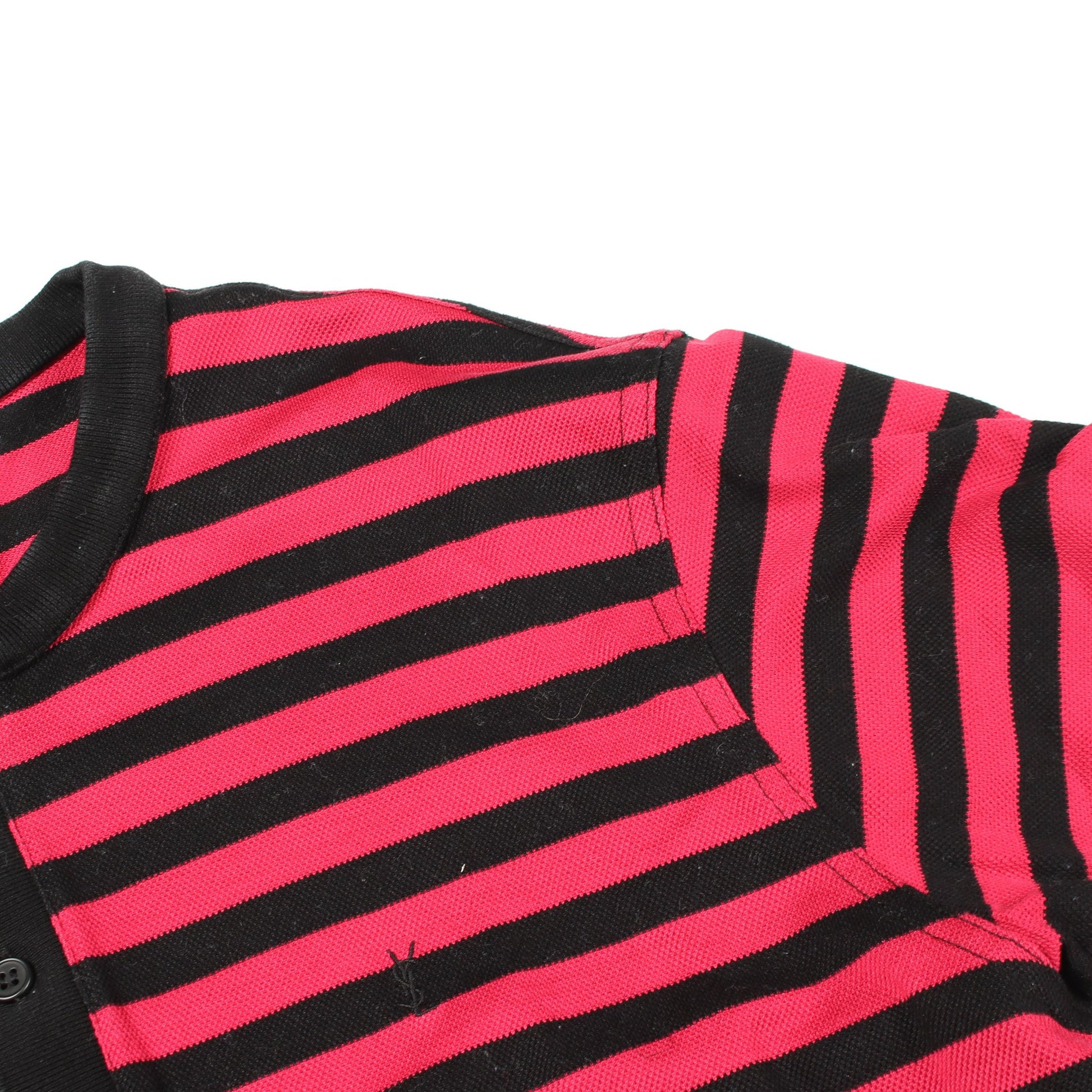 ロゴ刺繍 ボーダー 半袖Tシャツ コットン ピンクレッド ブラック サンローランパリ トップス SAINT LAURENT PARIS